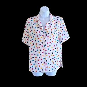 VTG Colorful Polka Dot Shirt Button Front Women’s 8P Alfred Dunner 90s Grandma